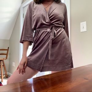 Velvet and lace mauve lavender robe